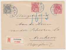 Envelop G. 14 /Bijfrankering Aangetekend Hilversum - Arnhem 1911