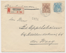 Envelop G. 21 / Bijfrankering Aangetekend Amsterdam 1921