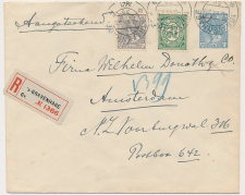 Envelop G. 21 / Bijfrankering Aangetekend s Gravenhage 1921