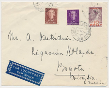 Envelop G. 31 / Bijfrankering Voorburg - Colombia 1950