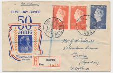 Bussum FDC / 1e dag Em. Regeringsjubileum 1948 - Uitgave Breel