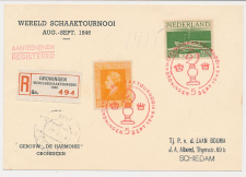 Aangetekend / Stempel Groningen 1946 - Wereld Schaaktournooi