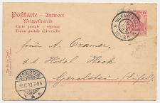 Grootrondstempel s Gravenhage 1903 - Antw. Briefkaart Duitsland