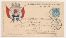 Grootrondstempel Lisse - Philadelphia USA 1903