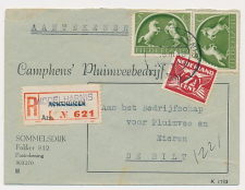 Aangetekend Middelharnis 1946 - Overstempeld strookje Achthuizen