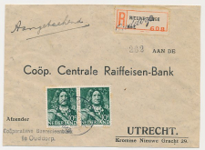 Aangetekend Ouddorp 1945 - Overstempeld strookje Nieuwe Tonge