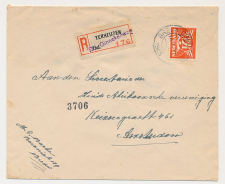 Aangetekend Breda 1943 - Overstempeld strookje Terheijden