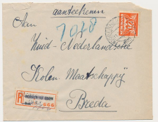 Aangetekend Hoogerheide 1943-Overstempelde strook Bergen op Zoom