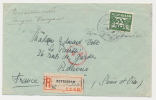 Aangetekend Rotterdam Rusthoflaan 1944 - Overstempeld strookje 