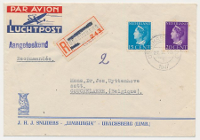 Aangetekend Ubachsberg 1947 - Overstempeld strookje Nieuwenhagen