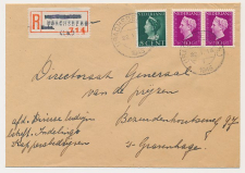 Aangetekend Ubachsberg 1948 - Overstempeld strookje Nieuwenhagen