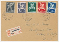 Aangetekend Bolsward 1947 - Overstempeld strookje Witmarsum