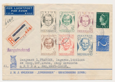 Aangetekend Ubachsberg 1947 - Overstempeld strookje Nieuwenhagen
