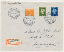 Aangetekend s Gravenhage Binnenhof 1948 - Overstempeld strookje 