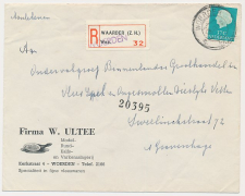 Aangetekend Woerden 1961 - Overstempeld strookje Waarder