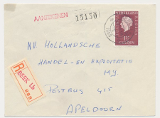 Aangetekend Beek Lb 1969- Ingestempeld strookje 