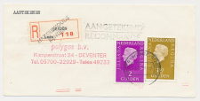 Aangetekend Hazerwswoude 1975 - Overstempeld strookje Leiden    
