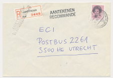 Aangetekend Amsterdam Antoniesbreestr.1984 Overstempeld strookje