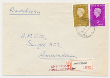 Aangetekend Amsterdam Confectie 1975 - Overstempeld strookje