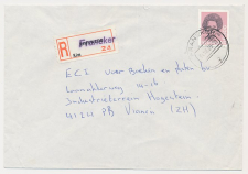 Aangetekend Franeker 1989 - Overstempeld strookje Kimswerd