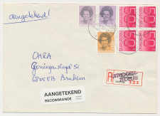 Aangetekend Uithoorn 1987 - Overstempeld strookje Aalsmeer