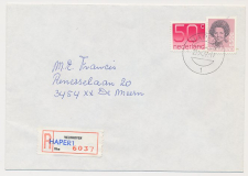 Aangetekend Hapert 1987- Overstempeld strookje Veldhoven