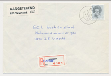 Aangetekend Hapert 1987 - Overstempeld strookje Veldhoven
