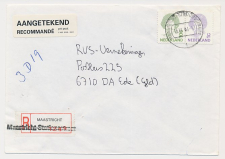 Aangetekend Maastricht Statitonsstraat 1- Overstempeld strookje 