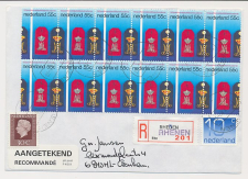 Aangetekend Rhenen 1988 - Overstempeld strookje Rheden