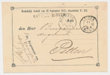Naamstempel Katwijk-Binnen - Leiden - Alkmaar - Petten 1884
