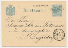 Naamstempel Sassenheim - Dusseldorf Duitsland 1879 Treinstempel