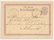 Naamstempel Zaandijk - Utrecht 1876 - Trein takjestempel