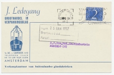 Firma briefkaart Amsterdam 1952 - Verpakkingsglas