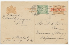 Briefkaart G. 108 I / Bijfrankering Den Haag - Wageningen 1924