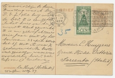 Briefkaart G. 198 / Bijfrankering Den Haag - Italie 1924