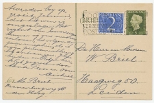 Briefkaart G. 291 a / Bijfrankering Den Haag - Leiden 1949