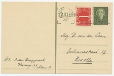 Briefkaart G. 300 / Bijfrankering Amsterdam - Zwolle 1952