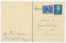 Briefkaart G. 302 / Bijfrankering Locaal te Goes 1954