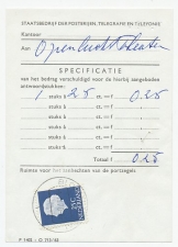 Em. Juliana 1958 Port specificatie formulier Bloemendaal 