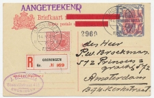Briefkaart G. 209 a Aangetekend Groningen - Amsterdam 1926