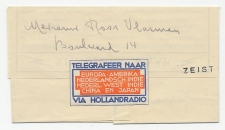 Telegram Amsterdam - Zeist 1935