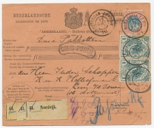 Em. Bontkraag Pakketkaart 3 pakketten Noordwijk - Linz 1899