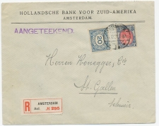 Em. Bontkraag Aangetekend Amsterdam - Zwitserland 1921