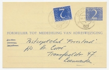 Verhuiskaart G. 24 / Bijfrankering Drachten - Leeuwarden 1957