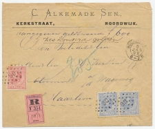 Em. 1872 Aangetekend / Waarde Noordwijk - Haarlem