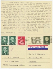 Briefkaart G. 335  / Bijfrankering  Deventer - USA 1968 v.v.