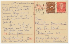 Briefkaart G. 306 / Bijfrankering Amsterdam - Duitsland 1955