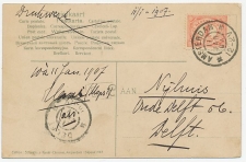 Grootrondstempel Amsterdam Nachtuur 12 - 2 V 1907 - vertrek