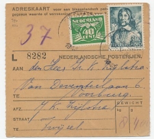 Em. Duif  Adreskaart / Pakketkaart binnenland Twijzel 1944