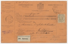 Em. 1872 Pakketkaart Rotterdam - Luik Belgie 1889